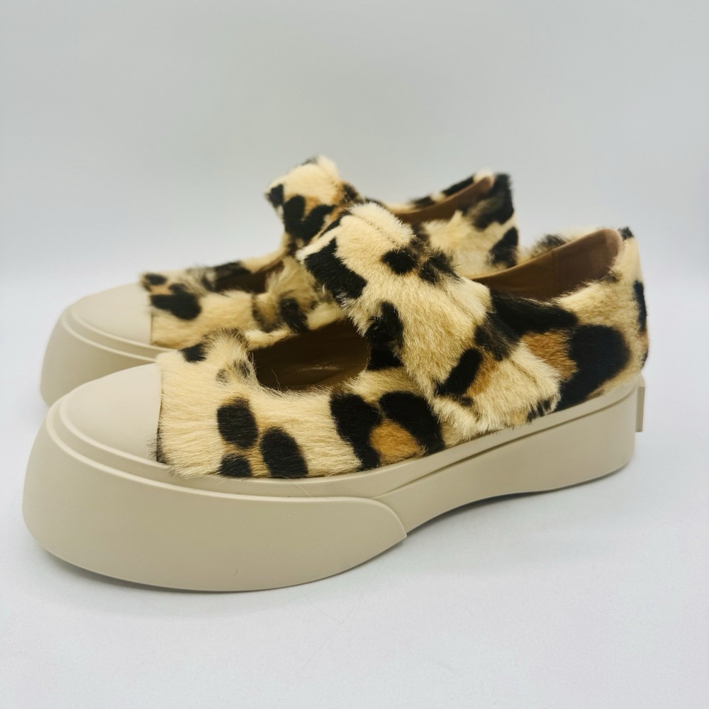 Marni Pablo Mary Jane Sneakers Women's Size 9 EU 39 Leopard Shearling